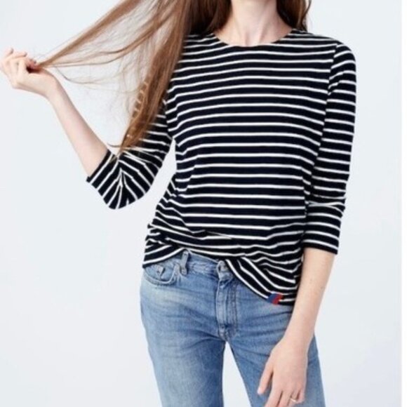 KULE Tops - KULE long sleeve striped shirt- THE classic Bardot Navy/Cream XS, S, M